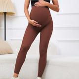 Wyongtao Women s Maternity Leggings Over The Belly Pregnancy Yoga Pants Active Wear Workout Leggings Coffee