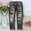 hcuribad Jeans for Women 2024 Women s New Fashion Slim Fit Jeans Baseball Print Jeans for Mother s Day Judy Blue Jeans High Waisted Jeans for Women Wide Leg Jeans Woman (Clearance) Grey S