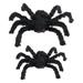 2PCS Artificial Spider Toy Plush Black Spider Toy Scary Party Props Simulation Spider for Halloween Decoration Prank (30cm 75cm)