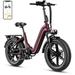Yoloway Ranger S Folding Electric Bike Foldable Electric Bicycle with 48V 14.4AH Removable Battery 20 x 4.0 Fat Tire Step-thru Ebike for Adults Red