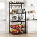WhizMax Kitchen Bakers Rack Microwave Oven Stand with 2 Large Wire Basket Industrial Coffee Bar Station 5-Tier Kitchen Utility Storage Shelf with 8 Hooks for Spice Pots Organizer Black