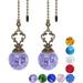 2 Pieces Amber Pull Chain Ceiling Fan Pull Chain Ornaments Light Pull Chain Extension Decorative Crystal Pull Chain 30CM Each Chain (Crystal Ice Cracked Ball)