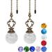 2 Pieces Amber Pull Chain Ceiling Fan Pull Chain Ornaments Light Pull Chain Extension Decorative Crystal Pull Chain 30CM Each Chain (Crystal Ice Cracked Ball)