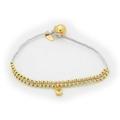 Fronay Collection Silver Gold Plated Beads Ivory Cord April Bracelet Crystal CZ Birthstone Hanging - 6 in.