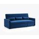 Devon 3 Seater Storage Pocket Chaise Pull Out Fabric Blue Velvet Sofa bed