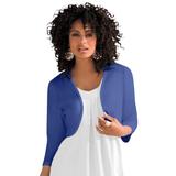 Plus Size Women's Bolero Cardigan with Three-Quarter Sleeves by Roaman's in Ultra Blue (Size 4X) Shrug