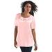 Plus Size Women's Eyelet Cutout Tee by Roaman's in Soft Blush (Size 5X)