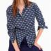 J. Crew Tops | J. Crew Perfect Shirt Navy Blue Grey Elephant Collared Button Up Blouse Top 8 | Color: Blue/Gray | Size: 8