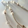 J. Crew Jewelry | J.Crew2 Faux Pearl & Crystal Station Gold Long Necklaces Euc | Color: Cream/Gold | Size: Os