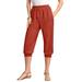 Plus Size Women's Drawstring Soft Knit Capri Pant by Roaman's in Copper Red (Size 5X)