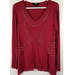 Nine West Tops | Nine West Jean's Red Beaded Lightweight Long Sleeve Blouse S | Color: Red | Size: S