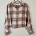 American Eagle Outfitters Tops | American Eagle Women’s Cropped Long Sleeve Plaid Button Down Shirt Red Size L | Color: Red/White | Size: L