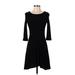 Lands' End Casual Dress - A-Line Scoop Neck 3/4 sleeves: Black Solid Dresses - Women's Size 2X-Small Petite