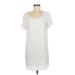 Lulus Cocktail Dress - Mini Scoop Neck Short sleeves: White Print Dresses - Women's Size Medium