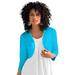 Plus Size Women's Bolero Cardigan with Three-Quarter Sleeves by Roaman's in Ocean (Size L) Shrug