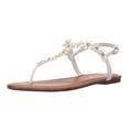 Jessica Simpson Shoes | Jessica Simpson Riel Strappy White Sandals With White Flowers Appliqu | Color: Silver/White | Size: 11