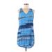 Gap Outlet Casual Dress - Shift V Neck Sleeveless: Blue Print Dresses - Women's Size Medium