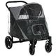 PawHut One-Click Foldable Pet Travel Stroller with Rain Cover, Cat Dog Pushchair with Universal Front Wheels, Shock Absorber, Storage Bags, Mesh Window, Safety Leash for Large and Medium Dogs (Black)