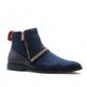 Jazamé Men's B-2963 Chuck Nubuck Suede Pull-On Round Toe Chelsea Boots, Navy-c, 8 UK