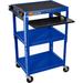 Luxor Adjustable-Height Steel Utility Cart With Keyboard Tray (Royal Blue) UCMT1KB-RB