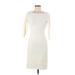 Lauren by Ralph Lauren Casual Dress - Sheath Scoop Neck 3/4 sleeves: Ivory Color Block Dresses - Women's Size X-Small