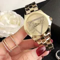 Montre à Quartz de Luxe pour Couple Homme et Femme Diamant Triangle Reloj Horloge Acier