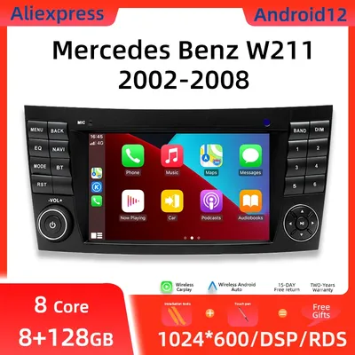 Autoradio Android 12 4G Navigation GPS Carplay 2 Din pour Voiture Mercedes Benz Classe E W211