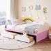 Zoomie Kids Bed w/ Grass Hill & Trees Decor, Not Easily Dirty & Easy to Take Care Of Wood in Pink | 29.79 H x 42.59 W x 77.36 D in | Wayfair