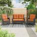 Red Barrel Studio® Sumuka 4 - Person Outdoor Seating Group w/ Cushions Synthetic Wicker/All - Weather Wicker/Wicker/Rattan in Orange | Wayfair