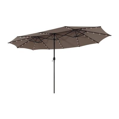 Costway 15 Feet Twin Patio Umbrella with 48 Solar ...