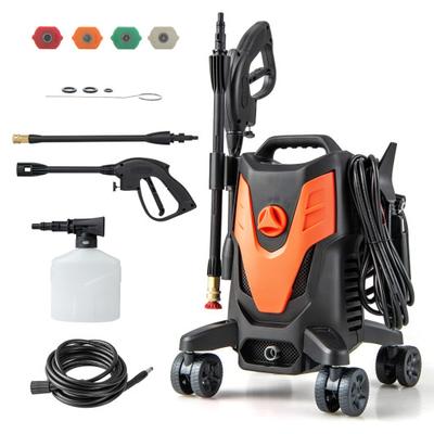 Costway 2400 PSI Electric Pressure Washer with 4 Universal Wheels-Orange