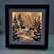 Woodland deer starry night sky light up shadow box, set in high quality 9 x 9in frame. Birthday, Christmas, Valentines gift, winter scene