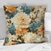 Designart "Vintage Nostalgia Beige And Blue Blooming Garden" Floral Printed Throw Pillow