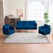 Velvet Sofa Set with Gold Legs, 2 Pieces of Modern Accent Chair and One piece of 3-Seater Sofa , Comfy Upholstered Couch Set