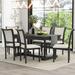 7-Piece Dining Table with 4 Trestle Base and 6 Upholstered Chairs
