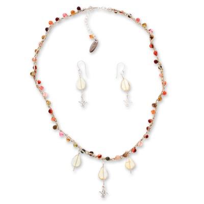 Flight to Arcadia,'Hummingbird-Themed Agate and Citrine Jewelry Set'