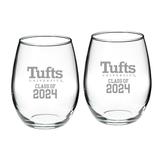 Tufts University Jumbos Class of 2024 21oz. Two-Piece Stemless Wine Glass Set