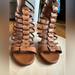 Coach Shoes | Coach High-Heals Sandals In Beautiful Tan Leather. Size 9,5. Worn Only 1 Time. | Color: Tan | Size: 9.5