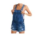 American Eagle Outfitters Shorts | Aeo American Eagle Women's Shortall Distressed Denim Overalls Shorts Xs | Color: Blue | Size: Xs