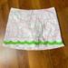 Lilly Pulitzer Skirts | Lilly Pulitzer Pink Stitched Alligators And Green Ribbon Detail Mini Skort Sz 2 | Color: Pink/White | Size: 2