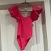 Zara Tops | Hot Pink Zara Bodysuit With Puff Sleeves. Brand New Never Worn | Color: Pink | Size: S