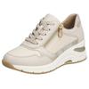 Sneaker RIEKER, Damen, Gr. 42, beige (hellbeige), Leder, Lederimitat, casual, Schuhe, mit seitlichem Reißverschluss,Freizeitschuh,Schnürschuh, schmale Form