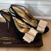 Kate Spade Shoes | Kate Spade Black Slingback Peep-Toe Heels With Satin Bow | Color: Black/Cream | Size: 9.5