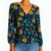 J. Crew Tops | J. Crew Navy Floral Faux Wrap Long Sleeve Blouse Sz Small | Color: Blue/Yellow | Size: S