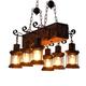 HEYUN Chandelier Vintage Chandelier Ceiling Industrial Decorative Chandelier Metal Chandeliers Solid Wood Chandeliers Bedroom Kitchen Living Room bar Dining Room Cafe Transition Chandelier E27