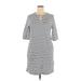 Hang Ten Casual Dress - Mini Crew Neck 3/4 sleeves: Gray Print Dresses - New - Women's Size X-Large