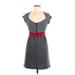 Lovely Day Casual Dress - Mini Scoop Neck Short sleeves: Gray Color Block Dresses - Women's Size Medium
