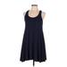 Socialite Casual Dress - A-Line Scoop Neck Sleeveless: Blue Solid Dresses - Women's Size Medium