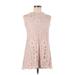 Speechless Casual Dress - Mini High Neck Sleeveless: Pink Print Dresses - Women's Size 2X-Small