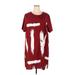 Shein Casual Dress - Shift Crew Neck Short sleeves: Burgundy Print Dresses - Women's Size 4X